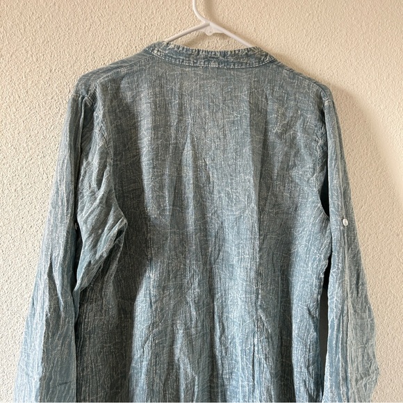 Mr. Buho Acid Wash Button up Tunic Dress light Blue Women’s Large Boho Festival - Picture 7 of 9